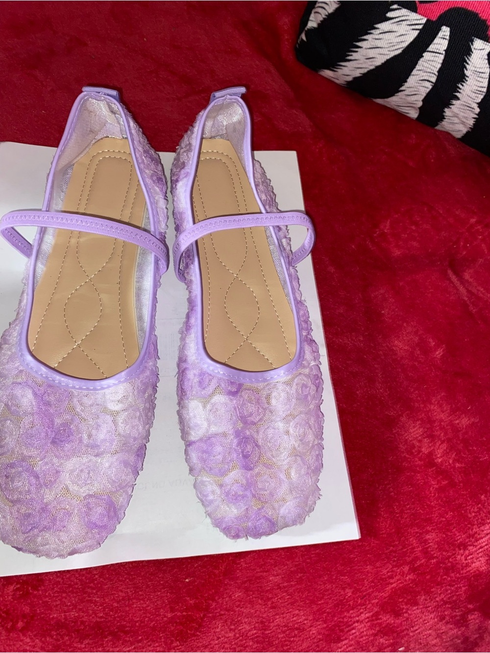 SHEIN Lilac Floral Mary Jane Flats